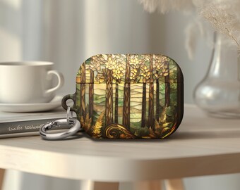 AirPod Gen 4 Protective Airpod Pro 2 Stained Glass Effect Great Forest Airpod Pro 1 Case Cover Birthday Gift Easy Carry Keychain Metal Ring