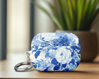 Airpods Gen 4 Birthday Gift AirPods Pro 2 Case Blue White Porcelain Chinese Ink Painting Abundant Peonies Patterned Mountain River Art Cover