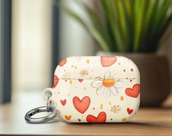 Heart AirPods Gen 4 Case Cute Charming Heart Pattern Airpods Pro 2 Case Cover Birthday Gift Airpods Pro 1 Case Cover with Keychain Ring