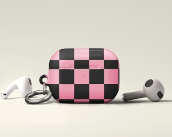 Vintage Inspiration Black Pink checkerboard Pattern AirPods Pro 2 Case Cover Timeless art Airpods Pro 1 Case Fits Airpods Gen 4 Case Cover