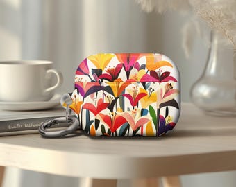 Colorful Abstract Lily Art AirPods Gen 4 Case Cute Protective Cover with Keychain AirPods Pro 2 AirPods Pro 1 Unique Gift for Flower Lovers
