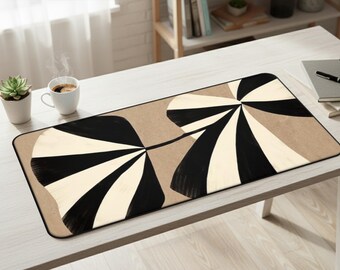 Minimalist Fan Art Desk Mat and Mouse Pad Modern Neutral Office Decor Large Desk Blotter Aesthetic Birthday Gift for Coworker Men D122