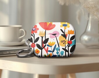 Colorful Abstract flowers Art AirPods Gen 4 Case Cute Protective Cover with Keychain for AirPods Pro 2 AirPods Pro 1 Unique Gift for Lovers