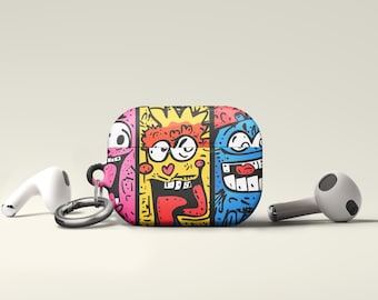 AirPods 4 Pins Stickers Funny Cute Comic Characters Airpods Pro 2 Case with Keychain Perfect Lover Gift Designer AirPods Cover Cute Durable