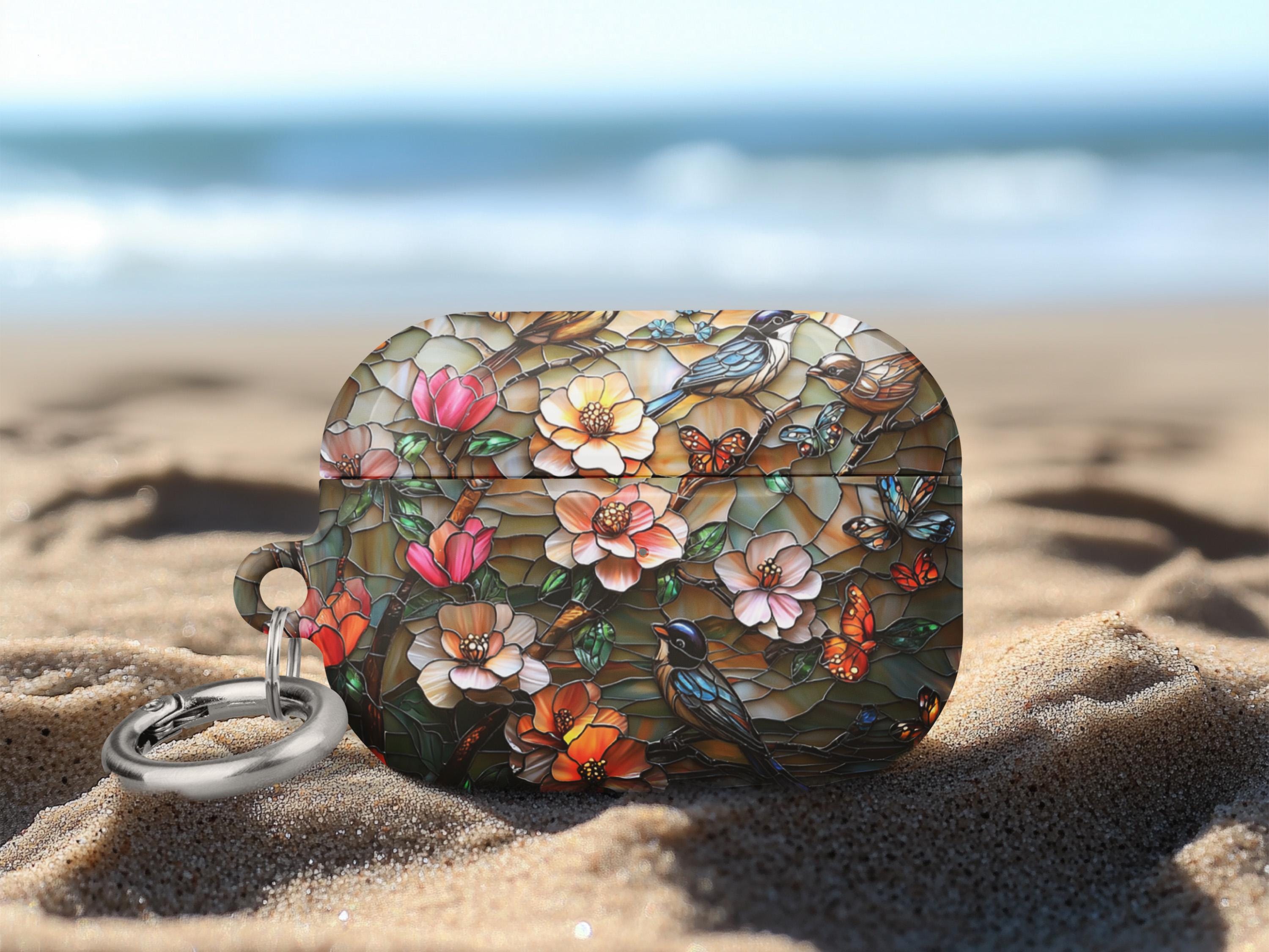 Stained Glass Effect Airpod Pro 2 Case Cover Vibrant Wildflower Daisy Airpod Pro 1 Case Birthday Gift Metal Keychain Ring