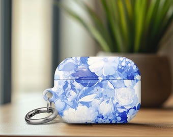 AirPods Gen 4 Blue White Elaborate Floral AirPods Pro 2 Case Gift Roses Peonies Lilac Wildflowers Foliage Botanical Design Cover for Her