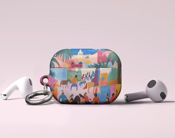 Monet City Skyline Scenic View AirPods Gen 4 Case Keychain Protective Cover for AirPods Pro 2 Airpods Pro 1 Durable Scratches Free Material