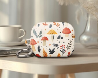 Airpod Pro 2 Case Cute Mushroom Pattern Autumn Leaves Airpod Pro 1 Cover Birthday Gift for Lover Airpods Gen 4 Case Cover With Keychain Ring