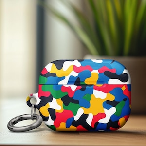 Airpods Case Vibrant Camouflage Stylist, Keychain Protective Cover for AirPods Pro 1 2 Airpods Gen 1 2, Durable Scratches Free Material