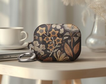 Airpods Gen 4 Case Impressionist AirPod Pro 2 Case Birthday Gift Monet Style Dark Grey Gold Sunflowers Leaves Vines Vintage Floral Art Cover