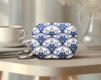 Airpods 4 Japanese Style AirPods Pro 2 Case Blue White Porcelain Fan Pattern Symmetrical Design Simple Lines Bright Colors Delicate Texture