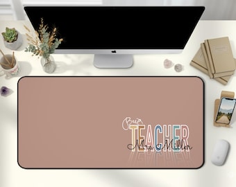 Personalized Teacher Desk Mat Holiday Gift for Educators Custom Name Large Mouse Pad Aesthetic Classroom Decor Teacher Appreciation D182