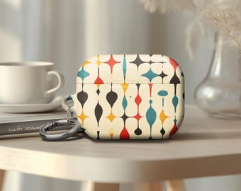 Airpod Pro 2 Case Retro Style Mid Century Modern Pattern Airpod Pro 1 Case Iconic Shape Airpod Gen 4 Case for Birthday Gift Lover Keychain