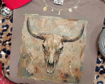 Pociągnięcie pędzla Longhorn PNG, grafika kowboja, wzór pociągnięć pędzla, sublimacja w stylu western, krowa Longhorn PNG, grafika Dzikiego Zachodu, wyrazisty PNG