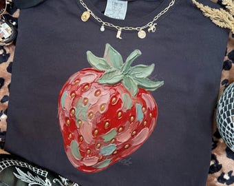 Ręcznie malowane truskawki PNG: Błyszczący clipart z owocami kokietki, pociągnięcia pędzlem truskawki PNG, różowy letni projekt sublimacji do pobrania w wersji cyfrowej