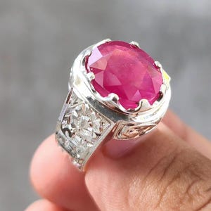 Handgefertigter 7.00 Karat Rubin Ring, Natürlicher Rubin Sterling Silber 925 Yaqoot Ring Rubin Edelstein Ring