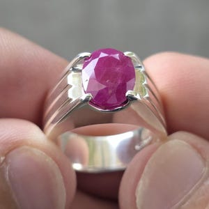 Bague rubis artisanale 3,50 carats, rubis naturel, argent sterling 925, bague yaqoot, bague rubis, pierre précieuse