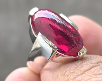 Handcrafted Deep Red Ruby Mens Ring Sterling Silver 925 Anari Yaqoot Ring Ruby Gemstone Ring