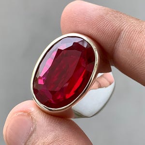 Handgefertigter Herrenring aus 925er Sterlingsilber mit tiefrotem Rubin (40 Karat), Anari Yaqoot Ring, Rubin-Edelsteinring