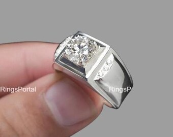 Handgjord certifierad Moissanit diamantring i sterlingsilver 925 förlovningsring