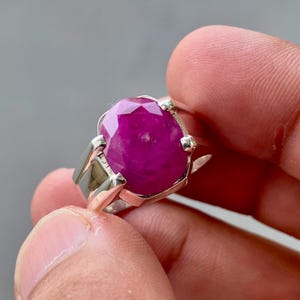 Handcrafted 6 Carats Ruby Ring, Natural Ruby Sterling Silver 925 Yaqoot Ring Ruby Gemstone Ring