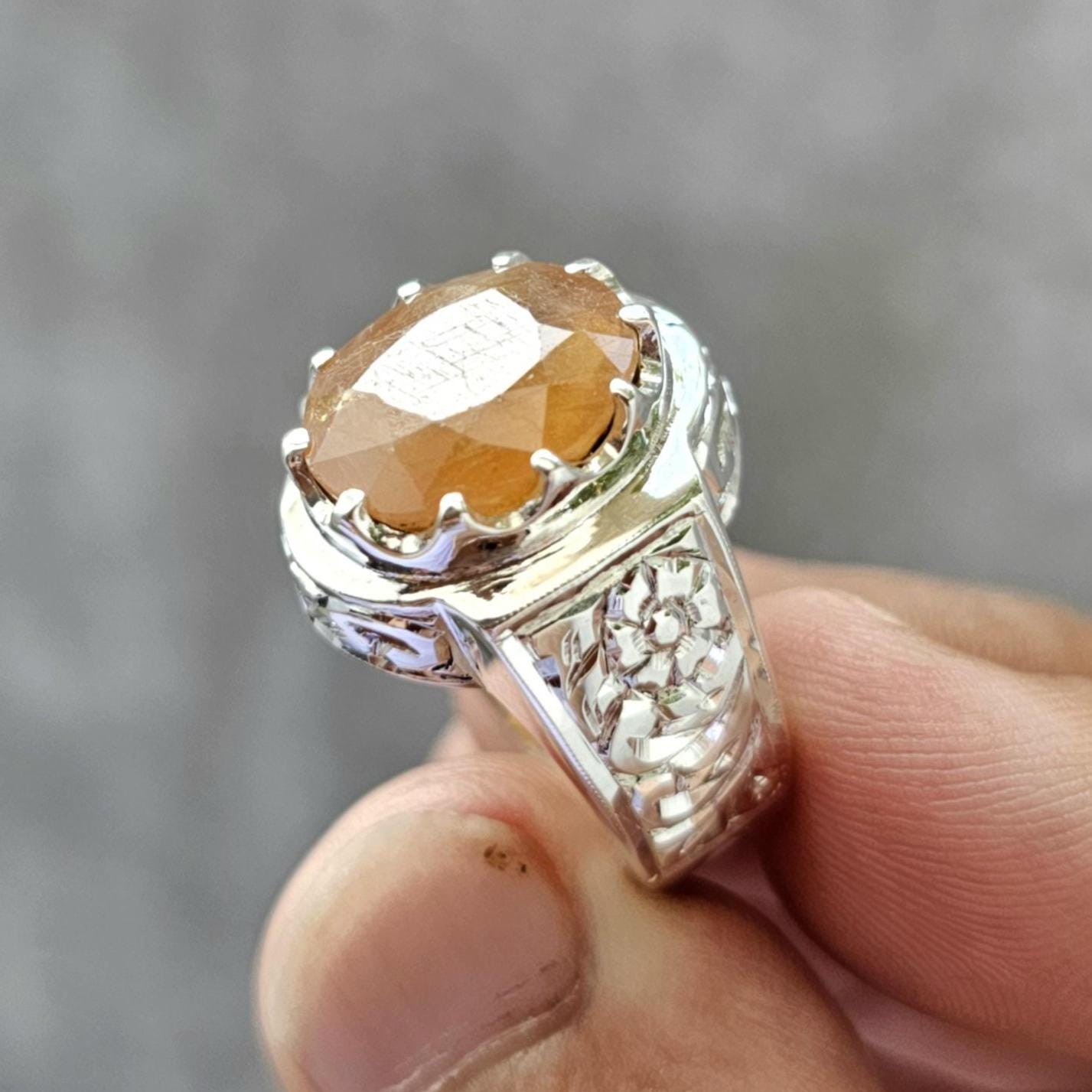 Silver Ring Design For Pukhraj Stone Ring Online Shopping Pukhraj Ring