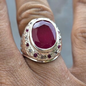 Handcrafted Red Ruby Ring Mens Ruby Ring Sterling Silver 925 Anari Yaqoot Ring Gemstone Ring image 3
