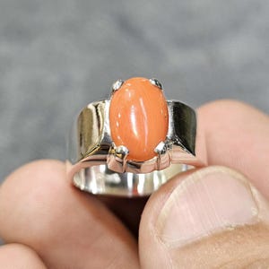 Handmade Sterling Silver Coral Ring - Italian Design