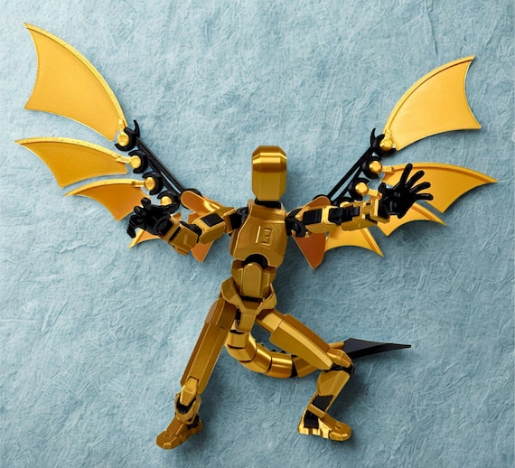 金色と黒色のアクションフィギュア ダミー13アクションフィギュア（ドラゴンの翼と尾付き） - サイズと