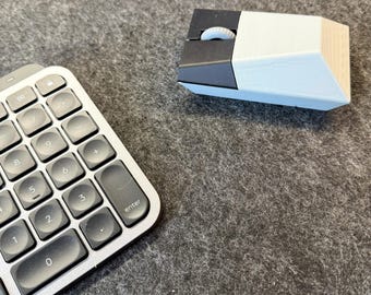 Retro Wireless Mouse - 3D Printed - Pointer Two by Retron Print - Black & Gray - Logitech M185