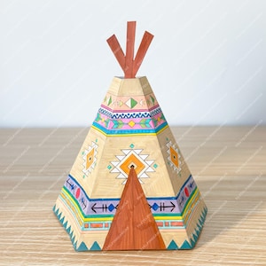 Gör-det-själv Tipi Pappershantverk | Utskrivbar målarbok (digital nedladdning)