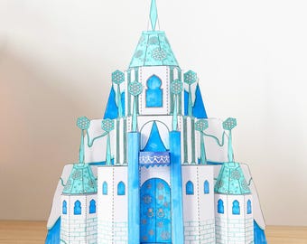 Printable Ice Castle Coloring Page: 3D Paper Craft (Digital Download