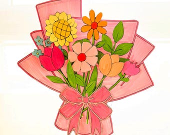 Printable Flower Bouquet Coloring Page: Kids' DIY Craft (PDF)