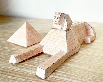 Sfinge e piramide in carta da costruire / Modello fai da te dell'Antico Egitto (download digitale)