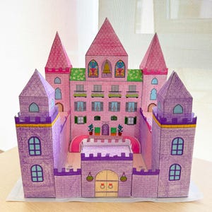 Printable Coloring Paper Castle | Digital File | Kids DIY Craft | Princess Tower | Knight Fort | Foldable Activity | Children Party Creative