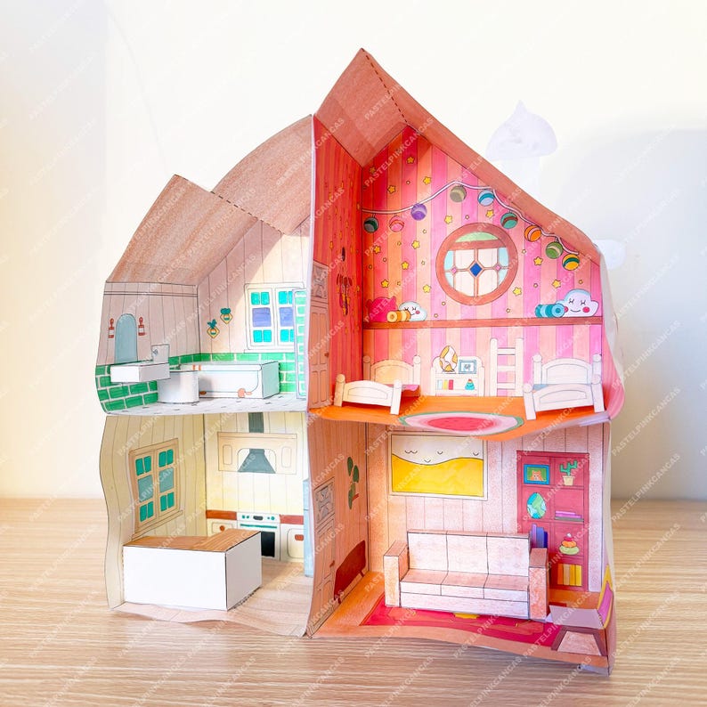 Coloring Printable Dollhouse Craft (digital Download) - Etsy