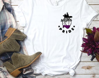 Asexual Heart Pride T-Shirt, Cute LGBTQ+ Asexual Flag Heart Shirt, Asexual Pride Tee for Visibility, Ace Love and Acceptance Gift