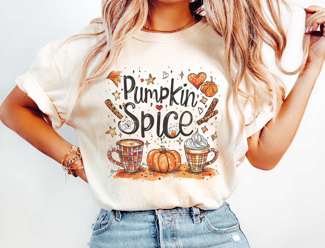 Pumpkin Spice PNG Fall Sublimation • Cozy Autumn Coffee Clipart • Plaid ...