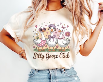 Silly Goose Club PNG – Cute Country Goose Clipart with Glasses, Bows, & Pearls for Farm Humor Shirts, Funny Southern Sublimation Art