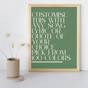 Custom Quote or Song Lyric Print | Personalised Music Lyric Wall Art | Wedding First Dance Song Lyrics | Anniversary Print Gifts for Couples
