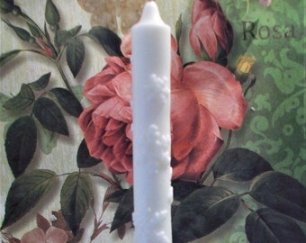 Free USA Shipping White Snowflake Beeswax Taper Candle 9 1/2" Tall