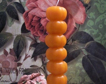 Free USA Shipping Orange Pumpkin Beeswax Taper Candle 7" Tall