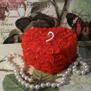 Beeswax Rose Flower Heart Candle Choice Of Color image 4