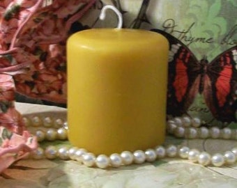 Free USA Shipping Beeswax Pillar Candle With Rounded Edges 3" Tall