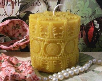 Free USA Shipping Beeswax Victorian Style Pillar Candle