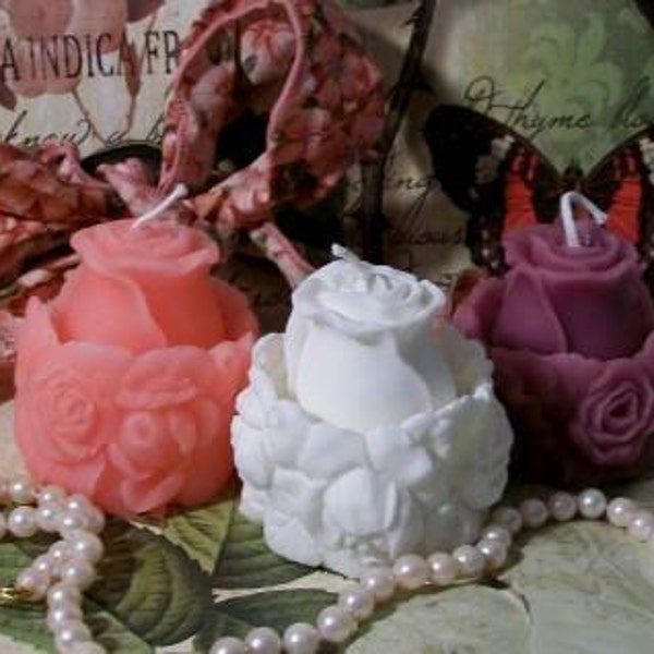 Free USA Shipping Beeswax Rose Bud Ring Around The Rose Flower Candle Choice Of Color
