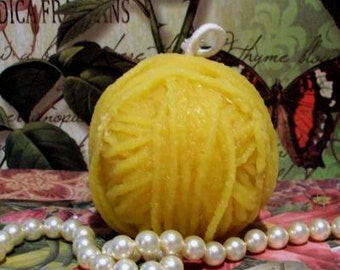 Free USA Shipping Beeswax Yarn Ball Candle 2 1/2" Tall