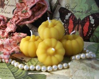 Free USA Shipping 3 Beeswax Small Pumpkin Patch Candles Choice Of Color