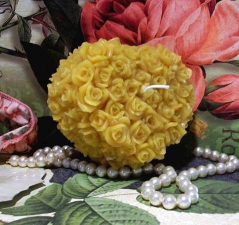 Beeswax Rose Flower Heart Candle Choice Of Color image 8