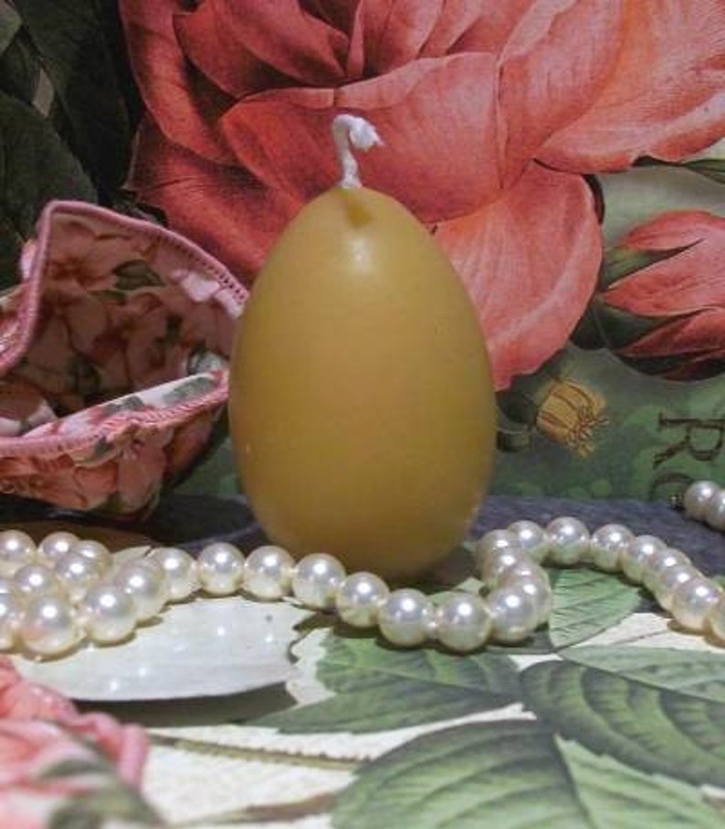 2 Beeswax Egg Shaped Candles Etsy